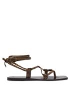 Matchesfashion.com A.emery - Finnley Snake Effect Leather Wraparound Sandals - Womens - Brown