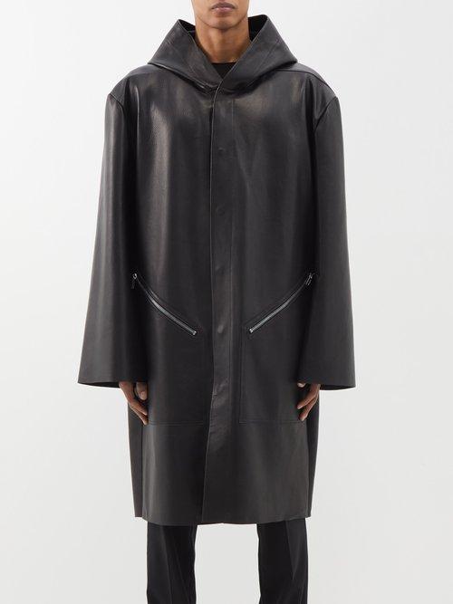 Rick Owens - Hooded Leather Coat - Mens - Black