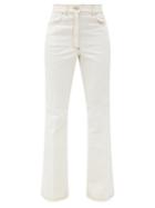 Matchesfashion.com Jw Anderson - Logo-embroidered Boot-cut Jeans - Womens - White