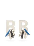 Matchesfashion.com Balenciaga - Multirings Xl B-logo Earrings - Womens - Silver Multi