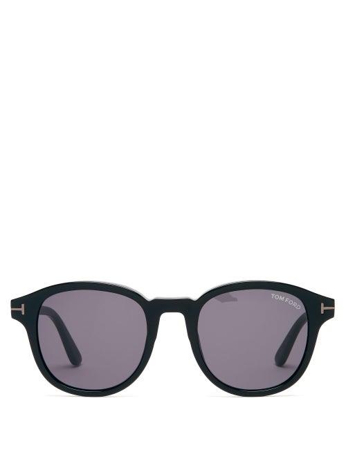 Matchesfashion.com Tom Ford Eyewear - T-insert Round Acetate Sunglasses - Mens - Black