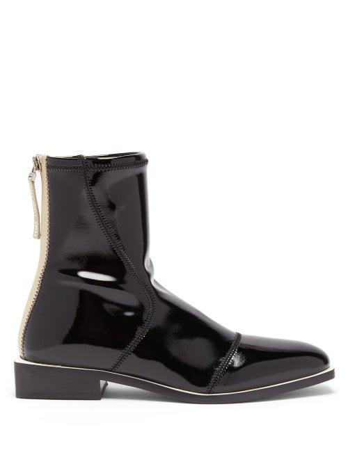 Matchesfashion.com Fendi - Fframe Patent Ankle Boots - Womens - Black