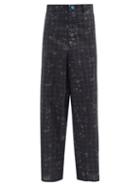 Matchesfashion.com Undercover - Splattered Grid-print Cotton Wide-leg Trousers - Mens - Black