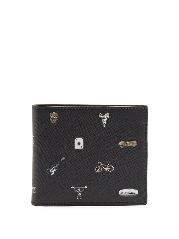 Paul Smith Cufflink Charm-print Grained-leather Wallet