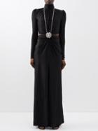 Paco Rabanne - High-neck Cutout Jersey Gown - Womens - Black