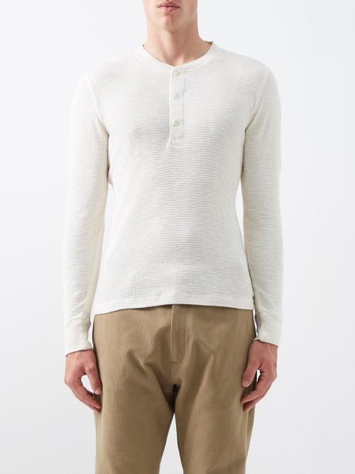 Rrl - Cotton-waffle Henley Shirt - Mens - White