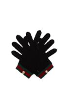 Matchesfashion.com Gucci - Web Striped Crochet Gloves - Womens - Black