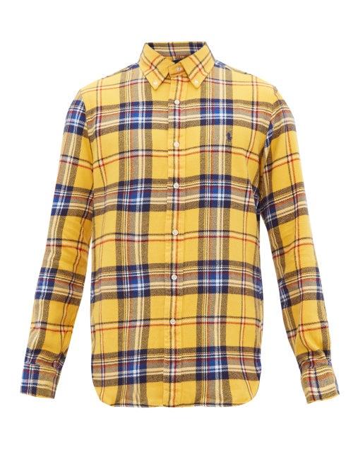 Matchesfashion.com Polo Ralph Lauren - Custom Fit Checked Cotton Twill Shirt - Mens - Yellow Multi