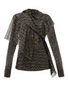 Matchesfashion.com Petar Petrov - Bobby Metallic Fil Coup Silk Blend Blouse - Womens - Black Print