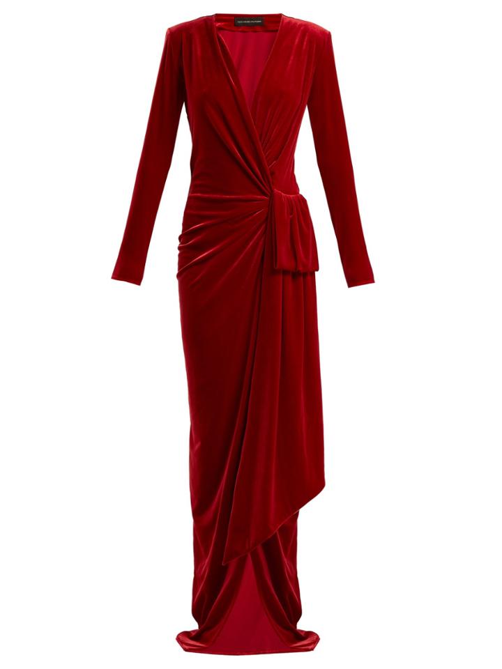 Alexandre Vauthier Gathered Velvet Wrap Dress