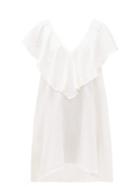 Matchesfashion.com Anaak - Brigitte Ruffled-neck Cotton-gauze Dress - Womens - White