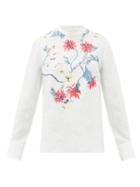Matchesfashion.com Chlo - High-neck Floral-embroidered Linen Blouse - Womens - Cream