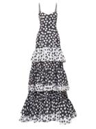 Matchesfashion.com Carolina Herrera - Tiered Polka-dot Silk-organza Gown - Womens - Black White