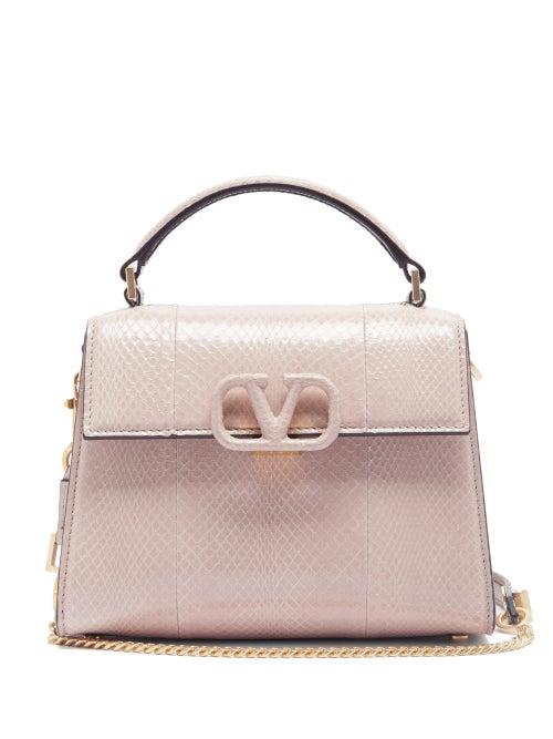 Matchesfashion.com Valentino Garavani - V-sling Mini Snakeskin Cross-body Bag - Womens - Nude