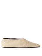 Jil Sander - Whipstitched Leather Ballet Flats - Womens - White