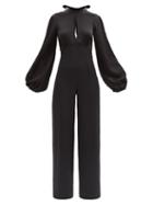 Taller Marmo - Huston Backless Balloon-sleeve Crepe Jumpsuit - Womens - Black