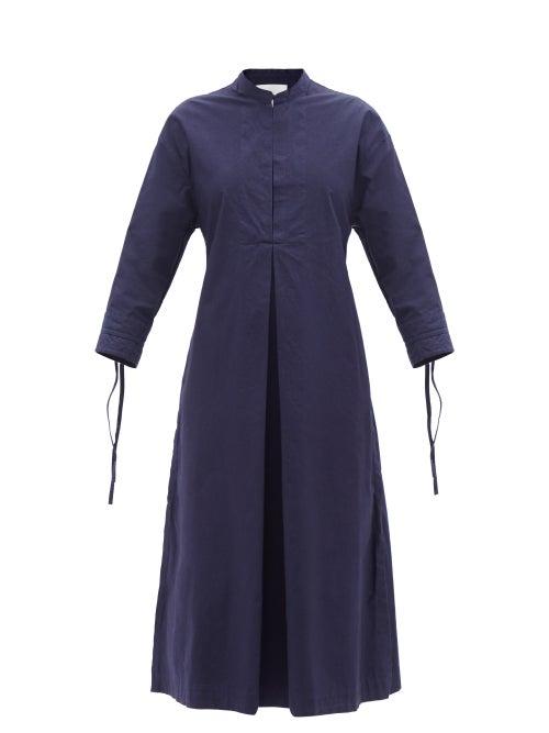 Jil Sander - Belted Cotton-canvas Shirt Dress - Womens - Dark Blue