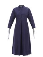 Jil Sander - Belted Cotton-canvas Shirt Dress - Womens - Dark Blue