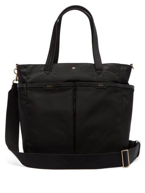 Matchesfashion.com Anya Hindmarch - Leather Trim Baby Tote Bag - Womens - Black