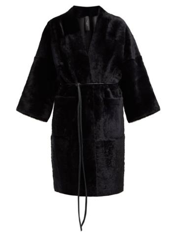 Matchesfashion.com Giani Firenze - Anna Reversible Shearling Coat - Womens - Navy