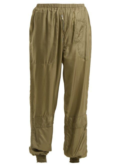 Matchesfashion.com Katharine Hamnett London - Archive High Rise Elasticated Silk Trousers - Womens - Khaki