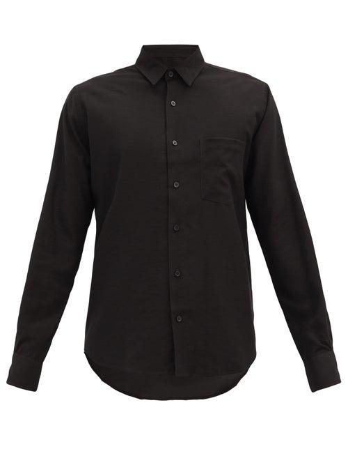 Matchesfashion.com Ami - Patch-pocket Twill Shirt - Mens - Black