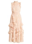 Rebecca Taylor High-neck Smocked Floral Fil Coup Dress