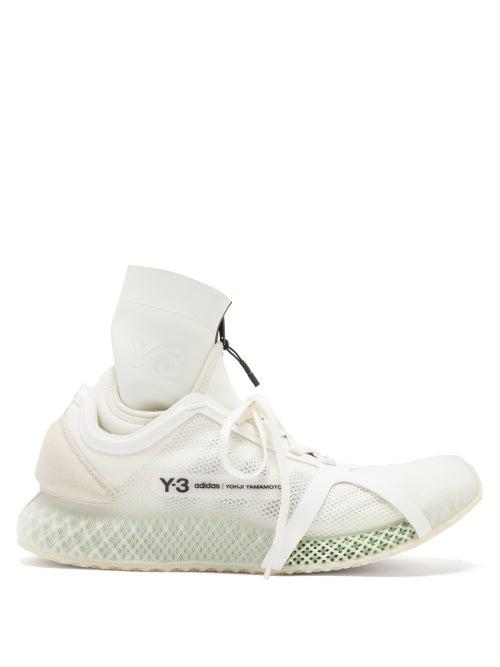 Y-3 - Runner 4d Iow Mesh And Neoprene Trainers - Mens - White