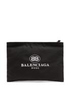 Balenciaga Logo-embroidered Coated-canvas Pouch