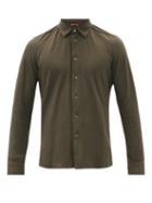 Mens Rtw Barena Venezia - Coppi Ribbed Cotton-jersey Shirt - Mens - Dark Khaki