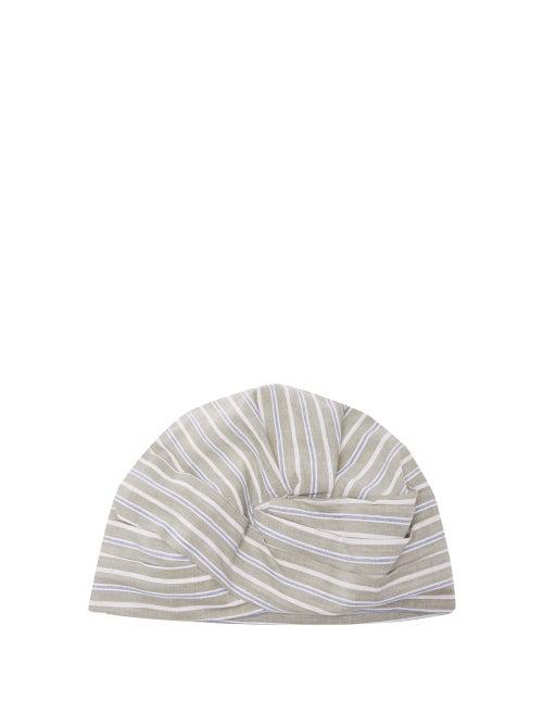 Matchesfashion.com Flapper - Elisabeth Striped-cotton Turban Hat - Womens - Green Stripe