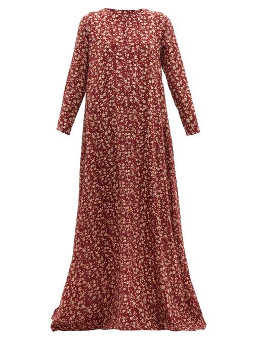 Matchesfashion.com Dodo Bar Or - Noreen Floral Print Cotton Maxi Dress - Womens - Red Print