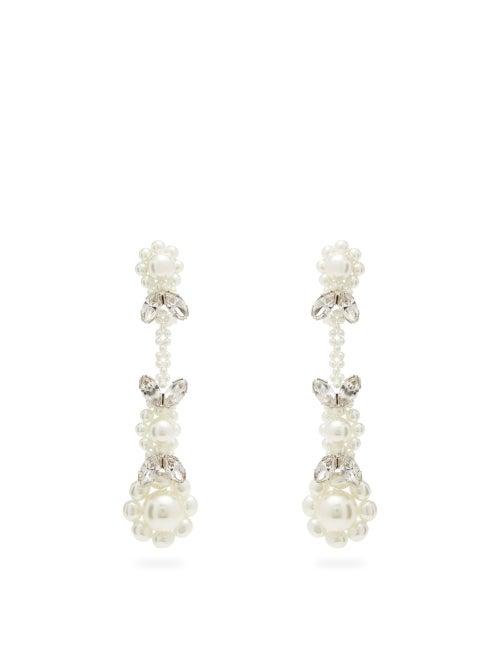Matchesfashion.com Simone Rocha - Faux-pearl & Crystal Drop Earrings - Womens - Pearl
