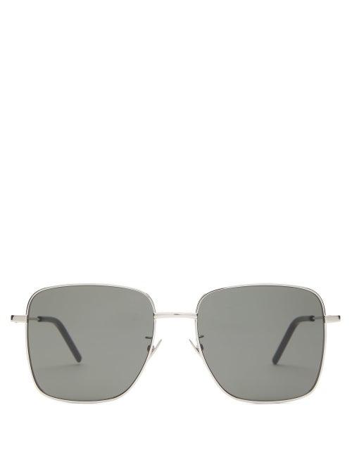 Matchesfashion.com Saint Laurent - Square Metal Sunglasses - Womens - Black Silver