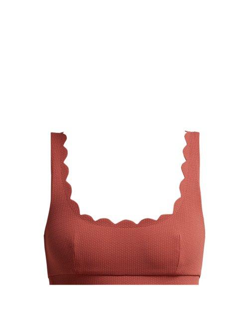 Matchesfashion.com Marysia - Palm Springs Scalloped Bikini Top - Womens - Dark Pink