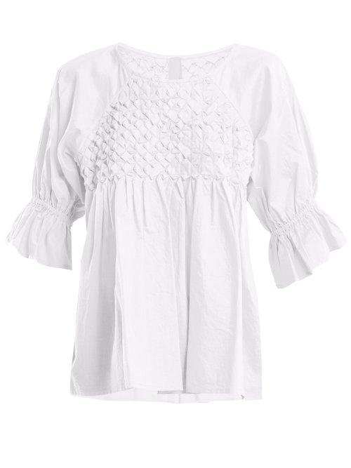 Matchesfashion.com Merlette - Mai Tai Smocked Cotton Top - Womens - White