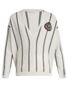 Brunello Cucinelli V-neck Striped Cashmere Sweater