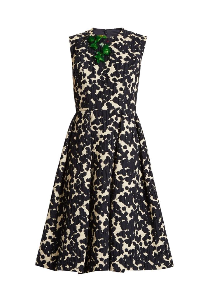Delpozo Floral-embellished Cotton-blend Dress