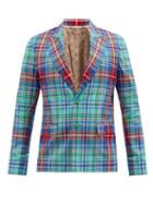 Mens Rtw Charles Jeffrey Loverboy - Single-breasted Tartan Twill Jacket - Mens - Blue