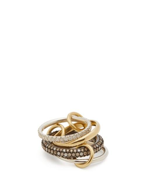 Matchesfashion.com Spinelli Kilcollin - Vega Ccw 18kt Gold, Sterling Silver & Diamond Ring - Womens - Gold