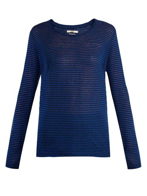 Matchesfashion.com Isabel Marant Toile - Karon Striped Linen Blend Top - Womens - Blue Stripe