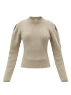 Matchesfashion.com Lemaire - Balloon-sleeve Ribbed Wool Sweater - Womens - Grey
