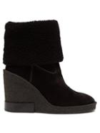 Matchesfashion.com Tod's - Shearling Lined Suede Wedge Boots - Womens - Black