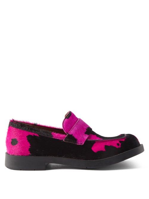 Camperlab - 1978 Crazycow-print Calf-hair Leather Loafers - Mens - Black Pink