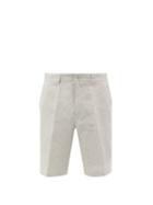 120 Lino 120% Lino - Mid-rise Linen Straight-leg Shorts - Mens - Light Grey