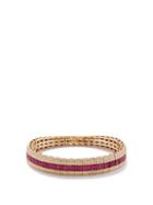 Shay - Stretch Diamond, Ruby & 18kt Gold Bracelet - Womens - Rose Gold