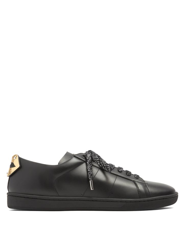 Saint Laurent Court Classic Lips-appliqu Leather Trainers