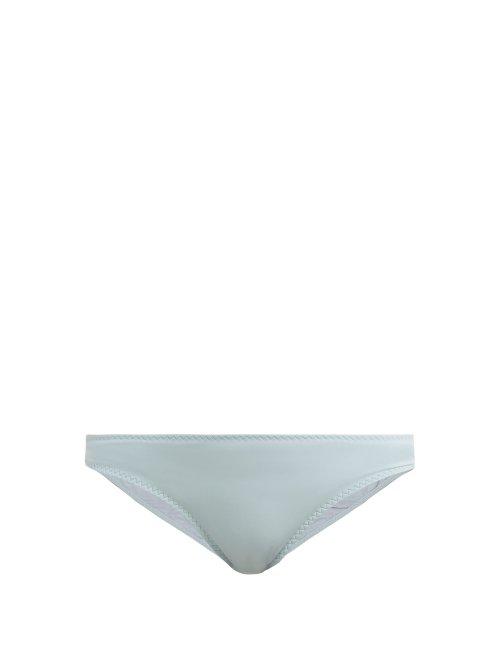 Matchesfashion.com Stella Mccartney - Logo Plaque Low Rise Bikini Briefs - Womens - Light Blue