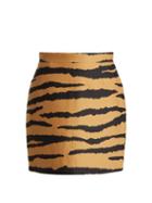Matchesfashion.com Proenza Schouler - Tiger Print Wool Blend Jacquard Mini Skirt - Womens - Orange Multi