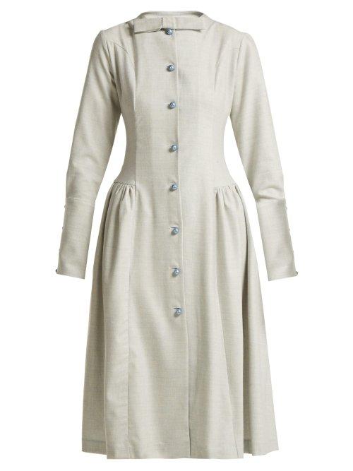 Matchesfashion.com Luisa Beccaria - Wool Blend Midi Dress - Womens - Blue